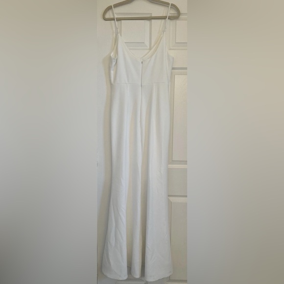 Lulus Dress White Infinite Glory Maxi Strappy V Neck Wedding Boho Women’s Sz L - Picture 6 of 10
